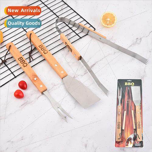 BBQ Stainless Steel BBQ Grill Set Stainless Steel Wooden Han
