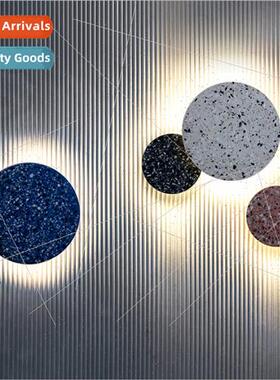 Scandinavian terrazzo round wall lamp milk tea  aisle stairs
