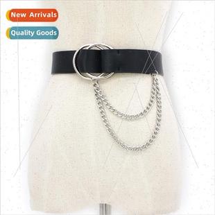 Punk hip-hop men women belt fashion double metal chain waist