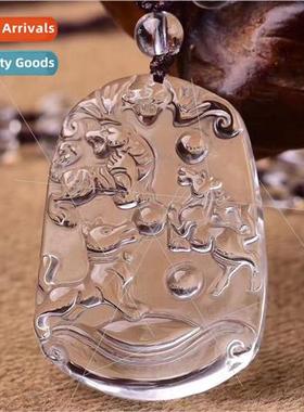 Natural Whe Crystal Zodiac gns Triad Pendant Necklace Feng S