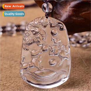 Natural Whe Crystal Zodiac gns Triad Pendant Necklace Feng S