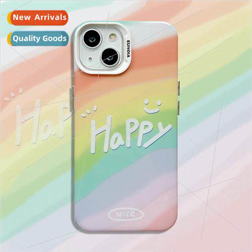 Korean  ins rainbow English smiley face 适用 Apple 13/14ProM