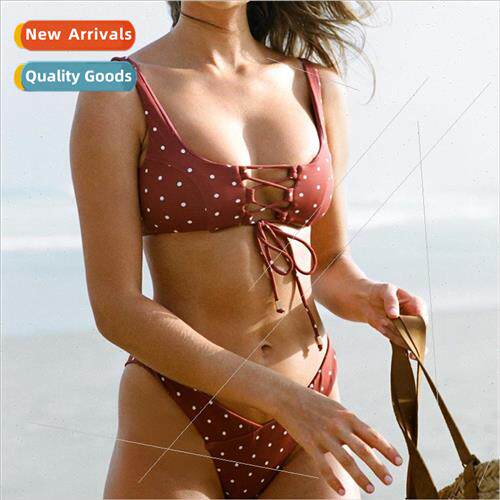 New Spl Womens Swimsu Dot Gathering Printed Sexy Bikini i Sw