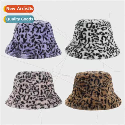 New leopard print fisherman hat female fall and winter warm