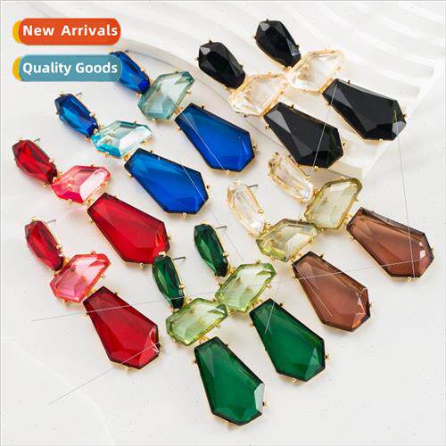 Europe irregular geometric polygonal earrings female long mu