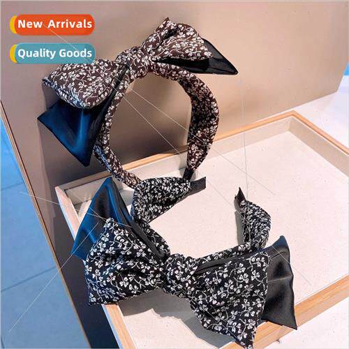Korea early fall small flowers chic oversized bow double hai