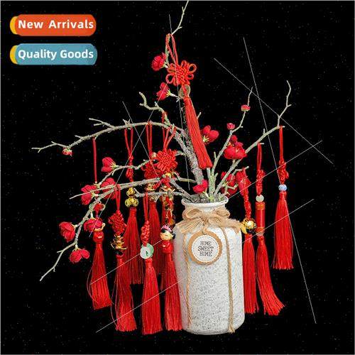 Small Chinese knot tassel spike red 6 plates auspicious knot