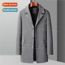 Autumn winter new men tweed coat in long windbreaker middle-