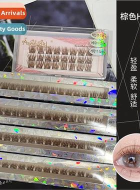 Caramel color thick false eyelashes 8-16mm single cluster ex