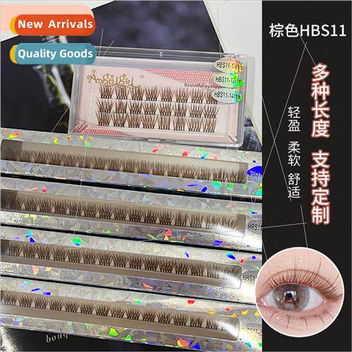 Caramel color thick false eyelashes 8-16mm single cluster ex