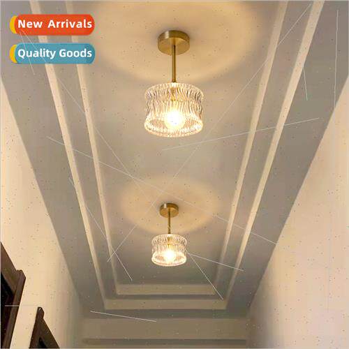 Japanese light luxury brass glass ceiling light corridor ent