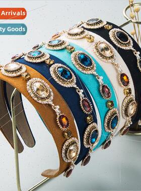Hair bands 适用women baroque retro glass diamond alloy gemst