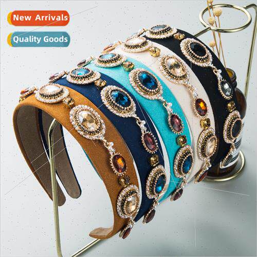 Hair bands 适用women baroque retro glass diamond alloy gemst
