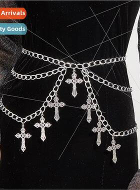 MW3202 Europe waist chain alloy hollow cross pendant wave si