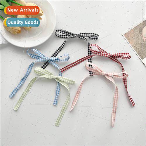 Japan Korea lattice bow ribbon hair clips sweet girl Mori sm