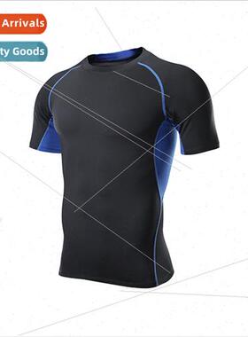 Quick-drying sports t-shirt men tights high elasticy tempera