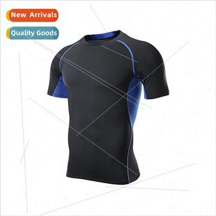 Quick-drying sports t-shirt men tights high elasticy tempera
