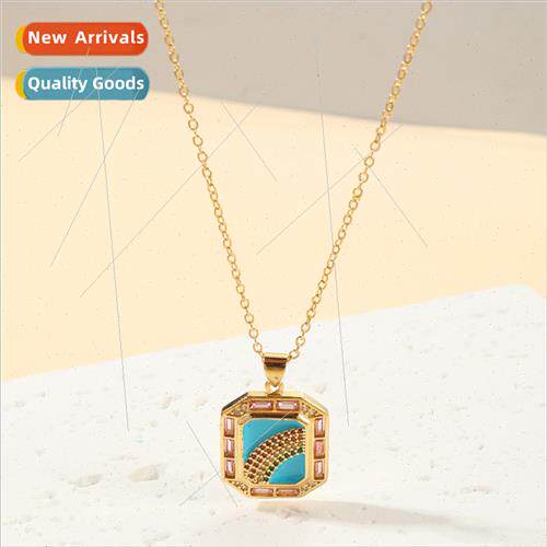 Europe ins tarot card elements rainbow zirconia copper neckl