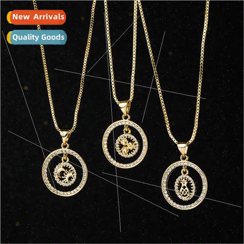 Fashion hollow moon pendant necklace copper plated real gold