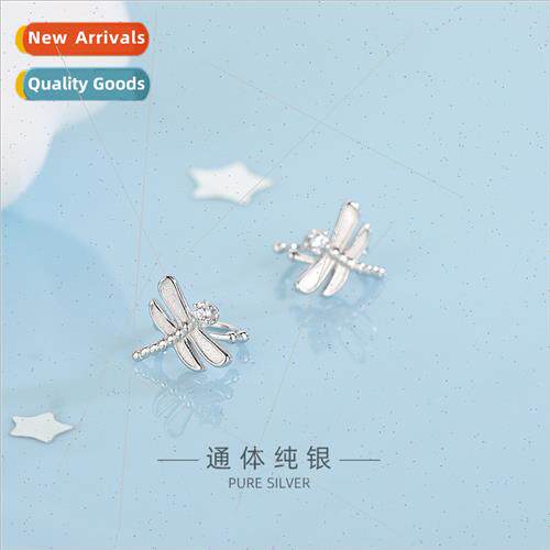 s925 silver Korea diamond butterfly earrings cute animal ear