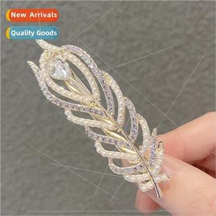bangs clip hair word hairpin head back clips feather Korea