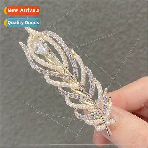 Korea feather hair clips back head bangs hairpin a word clip
