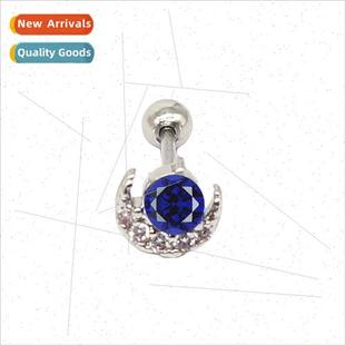 Bone Studs mple Moon Wate Earrings Ear Geometric Blue Korean