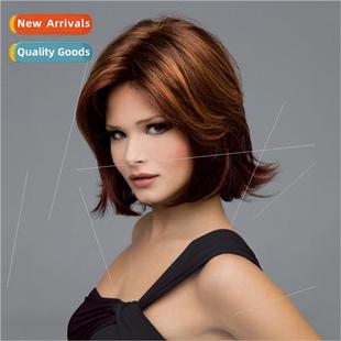适用women short parted haircenter wigs bob Europe brown