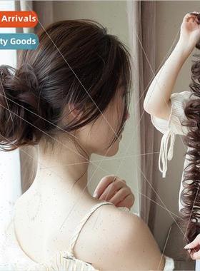 Caterpillar twisted wig female real hair pill head wig curly