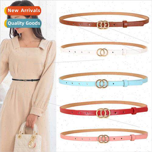 New Korean double round buckle women belt multi-color sweate