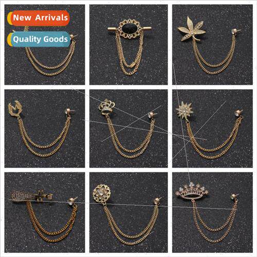 Brish senior maple leaf diamond chain fashion pin men su acc