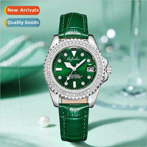 Gui g ng che Quartz Small Green Women Watch Large Hands mino