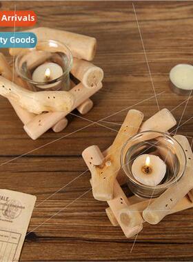Driftwood Candle HolderClear Glass Candle CupHome BedroomRes