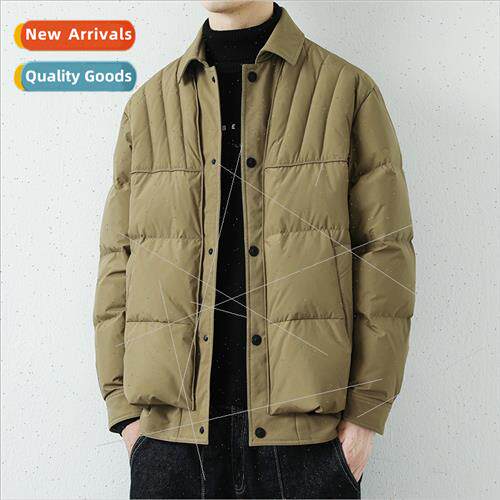 2023 down jacket men flip collar down jacket solid color men