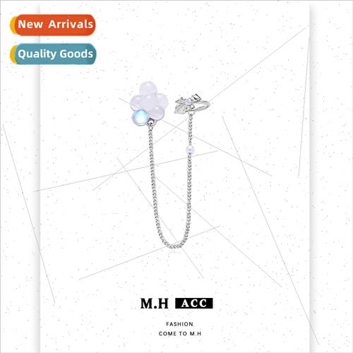 Moonstone cloud ear clips chain onepcs female delicate 925 s