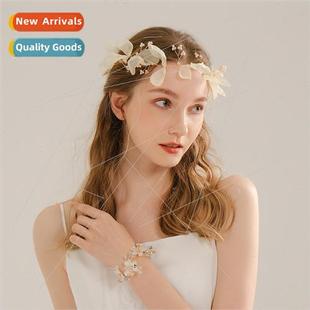 petal hair Mori new headdress aesthetic bridal Korean band