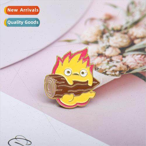 Japanese Calcifer Enamel Brooch Cartoon Fire Elf Anime Game