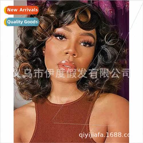 Platm Wigs Europe Women Short Hair Roman Curls Head Covers M