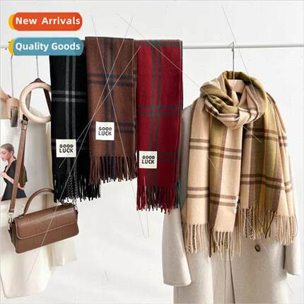 Korean  large plaid imation cashmere scarf men women in fall