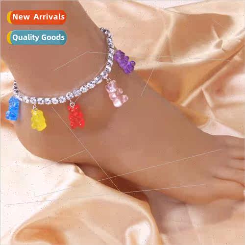 Europe resin bear rhinestone anklet Cute colorful versatile