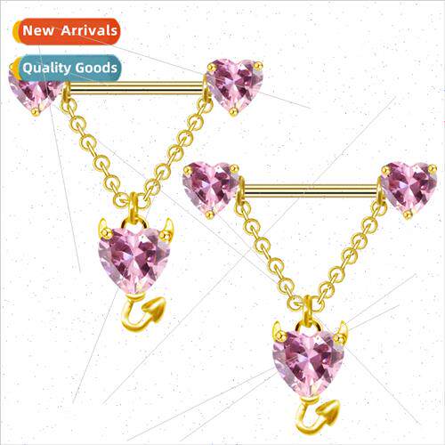 Love Imp Cow Horn Chain Pendant Zirconia Europe Breast Ring