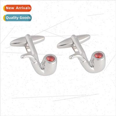 Men Cufflinks Copper Material Steel Color Fun Pipe Shape Cuf