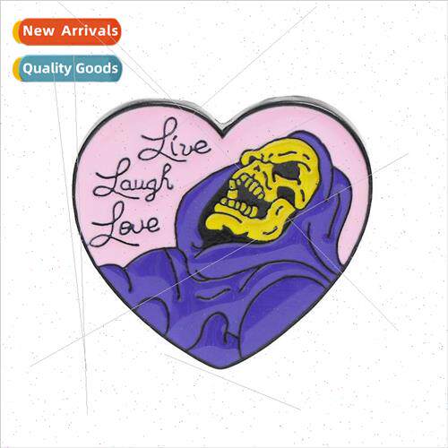 Europe ve Laugh Love Gothic Heart Halloween Skull Brooch Clo