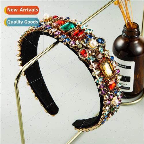 Europe fabric retro Cuban colorful rhinestone drop-shaped fu