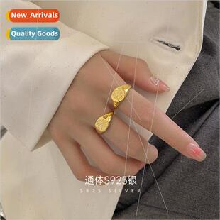 925 silver minimalist hipster glossy ring Korea niche square