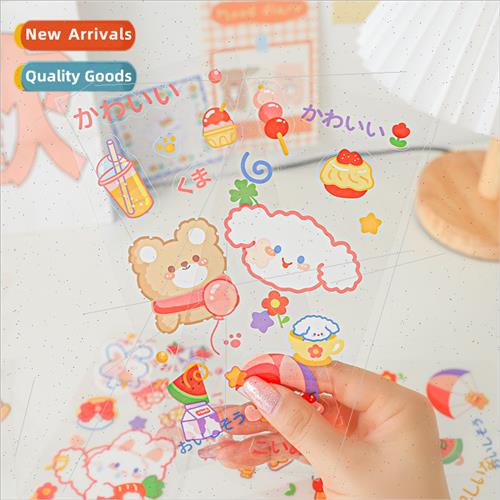 ins girl heart cute bunny handbook stickers strawberry stick