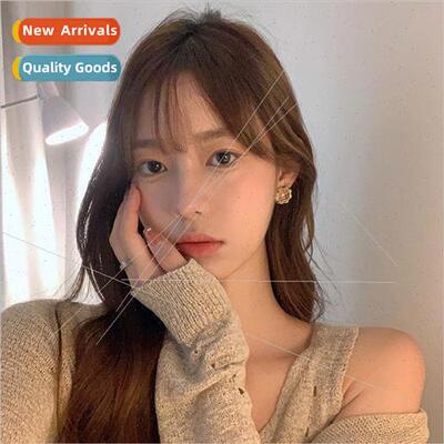Autumn winter plaid acrylic earrings simple cold wind earrin