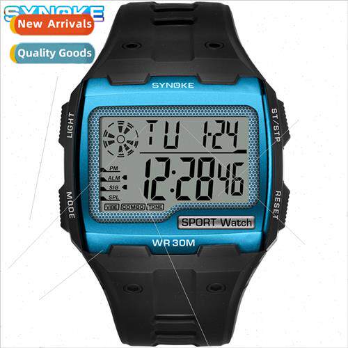 Square large screen display sports electronic watch men lumi