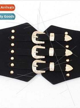 New studded belt metal buckle accessories coat waist seal la