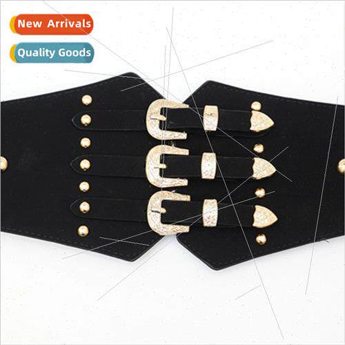 New studded belt metal buckle accessories coat waist seal la